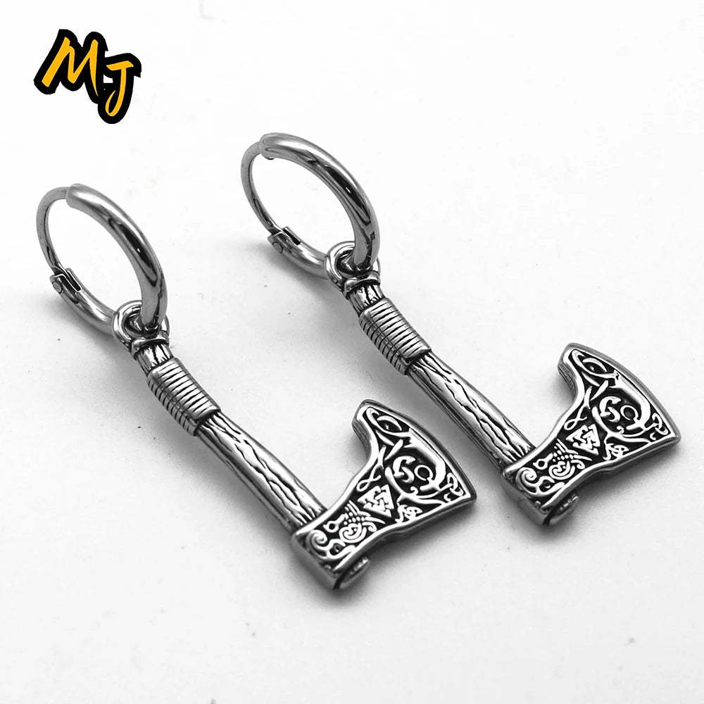 Retro Nordic Vikings Axe Earrings Man