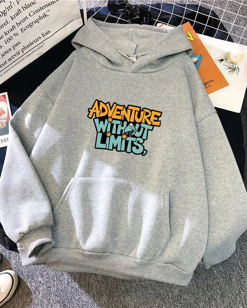 Adventure Without Limits Letters Print Hoody Sweatshirts Teens Pullover Sweatshirt Luxury Streetwear Solid Pullovers Tops