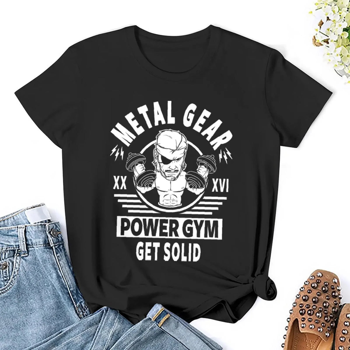 Metal Gear Power Gym, Get Solid T-Shirt Short sleeve tee sweat blanks plus size t shirts for Women loose fit