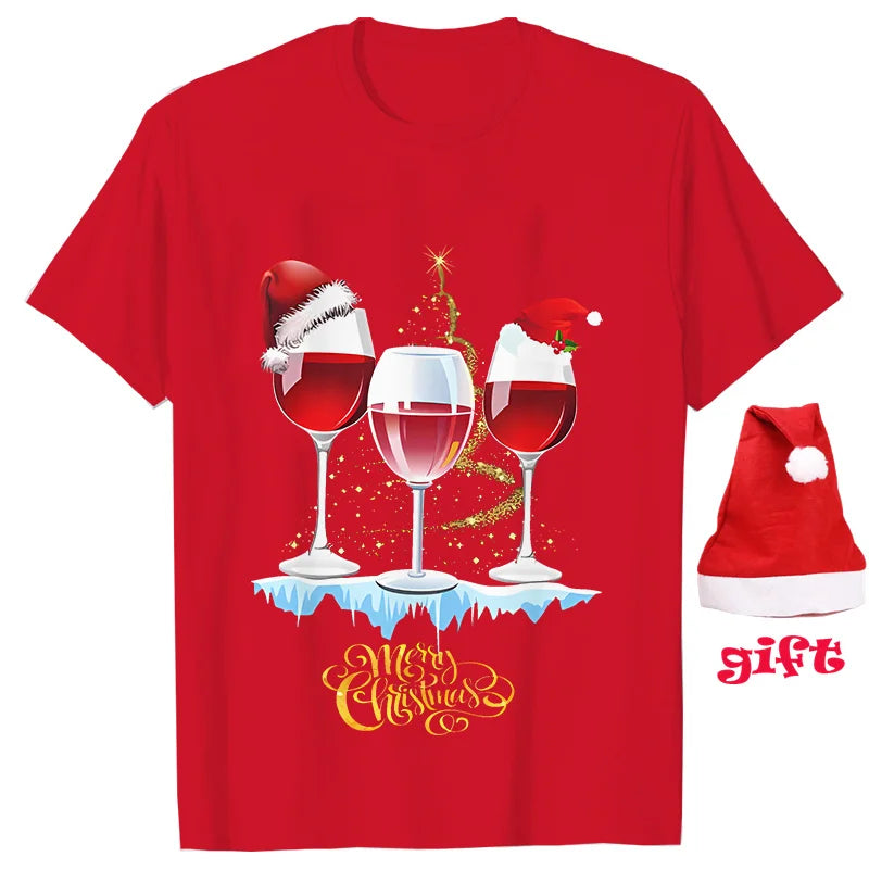 Christmas Wine Women T Shirts