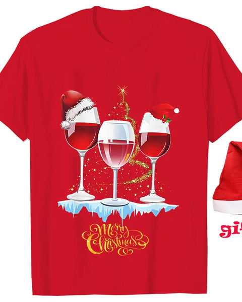 Christmas Wine Women T Shirts