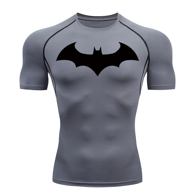 Bat Graphic Compression Shirts for Men Short Sleeve Rash Guard Gym Workout