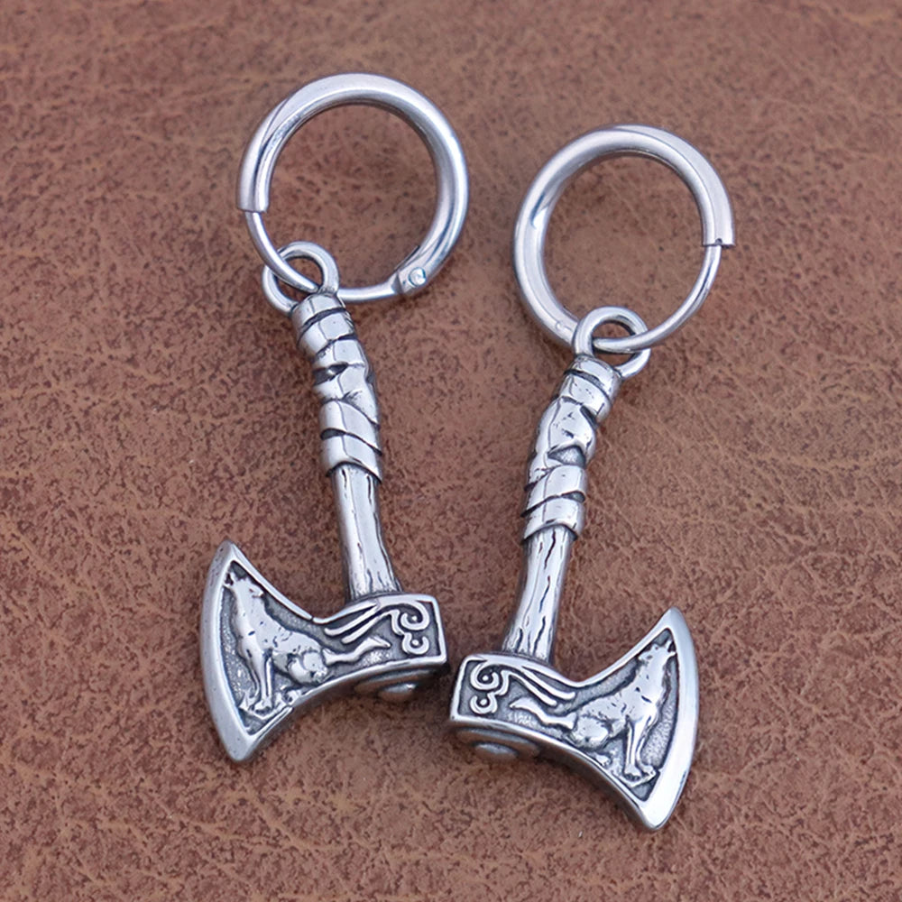 Retro Nordic Vikings Axe Earrings Man