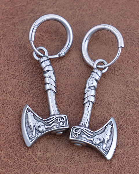 Retro Nordic Vikings Axe Earrings Man