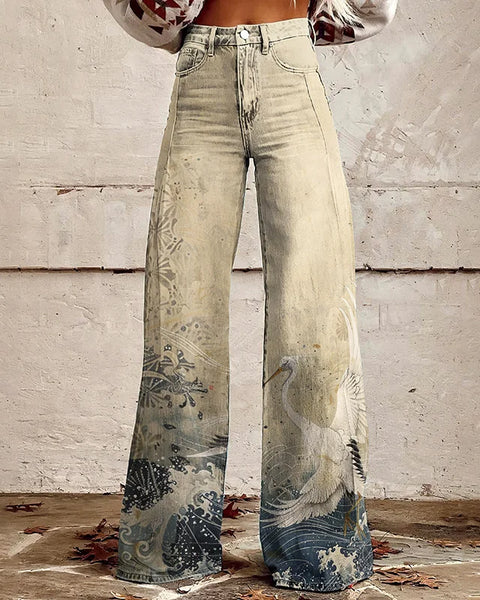 Retro Slim Mid Waist Micro Flared  Jeans  Pants