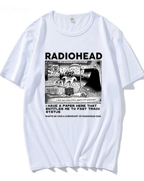 Radiohead Vintage Printed T-shirt Men Women Harajuku Short Sleeve Classic High Quality O-neck Top Loose Plus Size Tee Streetwear