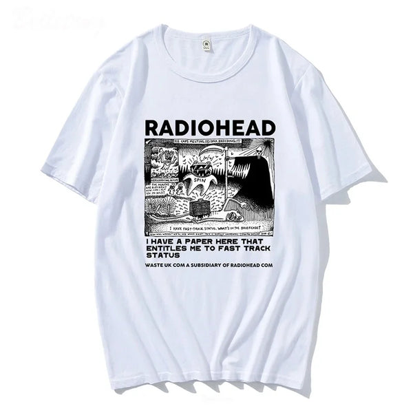 Radiohead Vintage Printed T-shirt Men Women Harajuku Short Sleeve Classic High Quality O-neck Top Loose Plus Size Tee Streetwear
