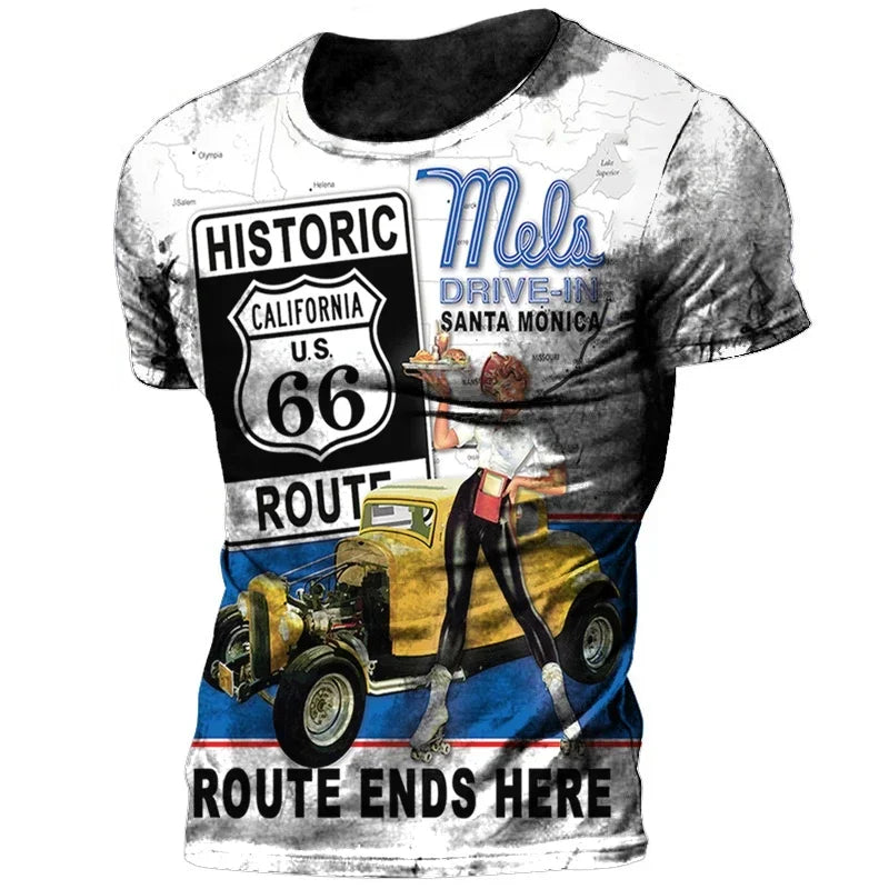 Vintage 66 Route Biker  Men's T Shirts