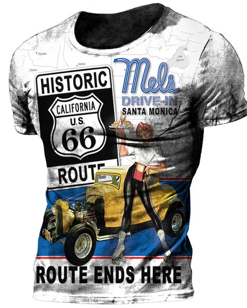 Vintage 66 Route Biker  Men's T Shirts