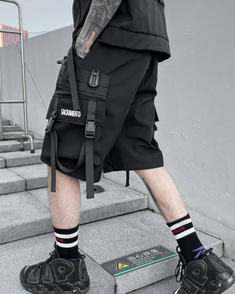 Men Tactical Cargo Shorts Summer Fashion Functional Multi Pockets Shorts Tech wear Hip Hop Streetwear Knee Length Pants