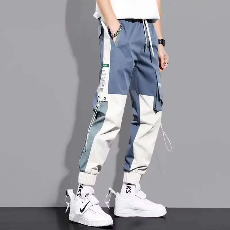 Classic Streetwear Casual Men Ribbons Harem Jogging Pants