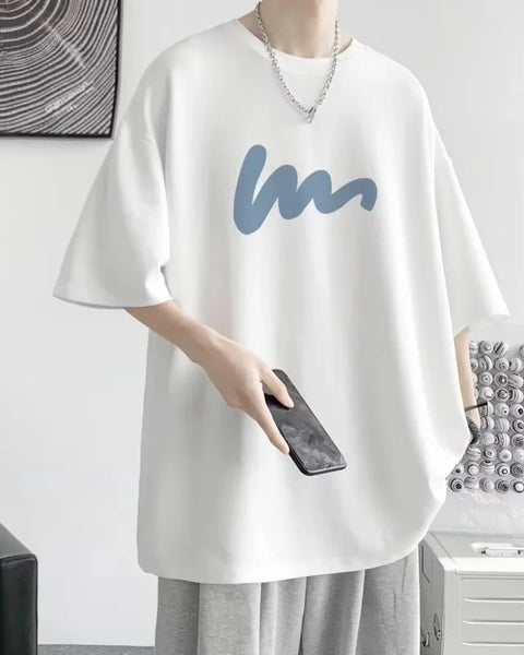 Korean Fashion Funny Letter Printing Men‘s T Shirts Summer Harajuku Casual Loose O-neck Oversize Women Short Sleeve Tops Tees