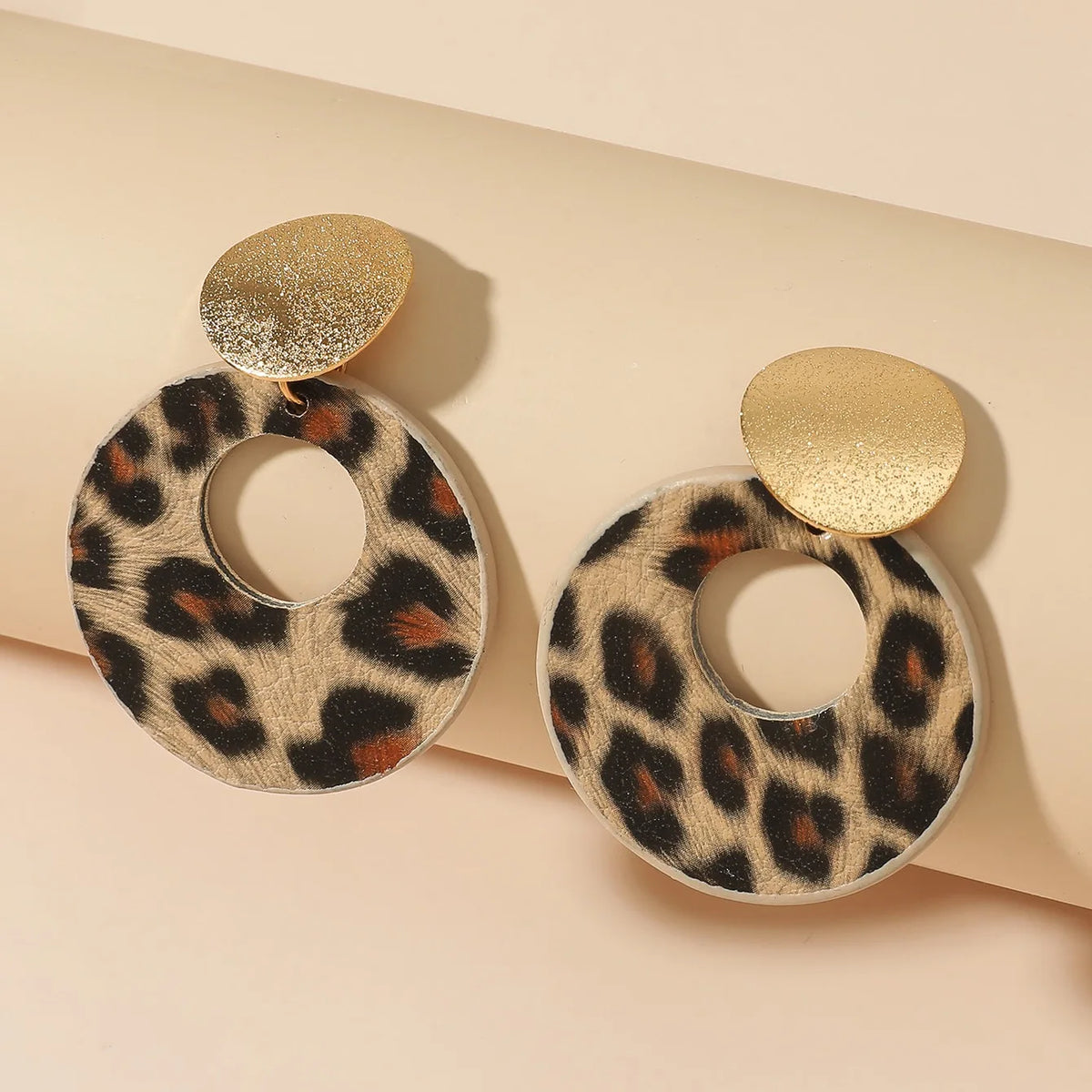 versatile round leopard print earrings