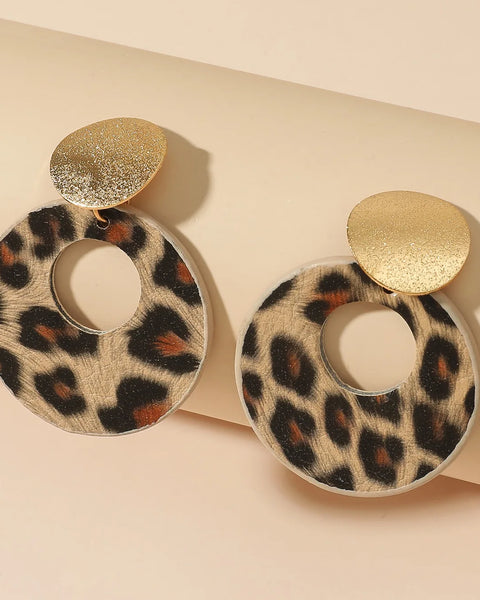 versatile round leopard print earrings