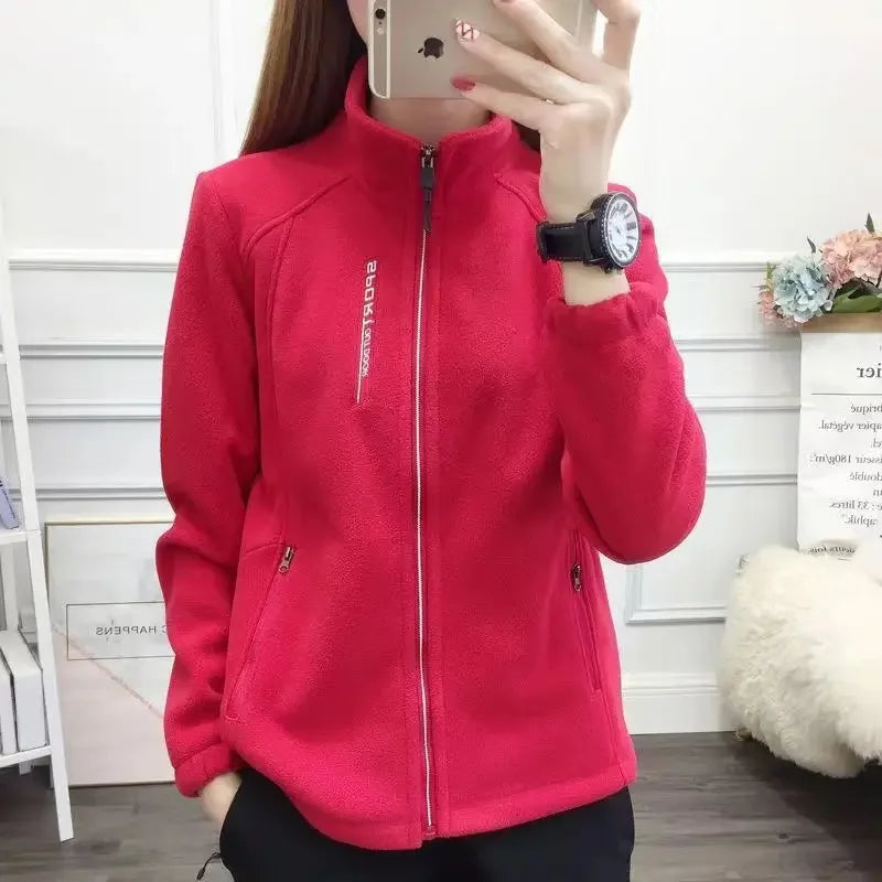 Women's Fleece Polar Turtleneck  Warm Thicken Double-Sided Velvet Outerwear Coats Zipper jacket