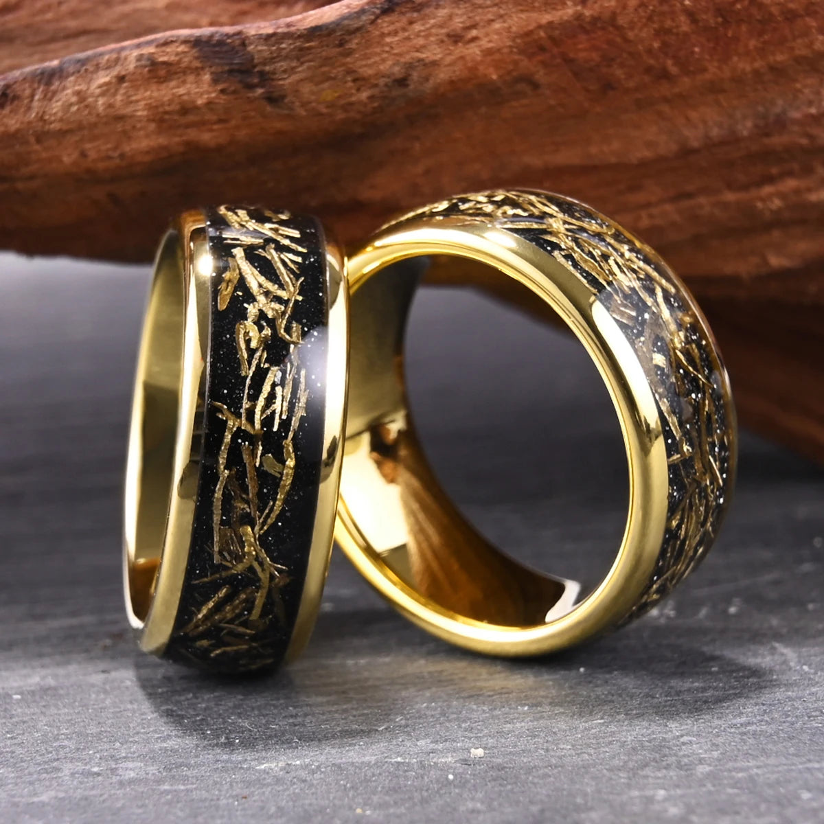 Classic Luxury Golden Couple Dating Engagement Wedding Rings