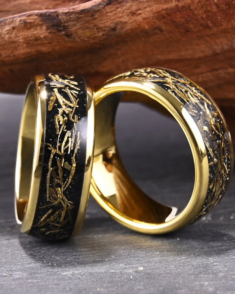 Classic Luxury Golden Couple Dating Engagement Wedding Rings