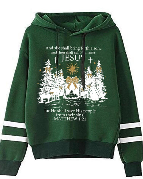 Vintage Long Sleeve  Women's Jesus Christmas Hoodies