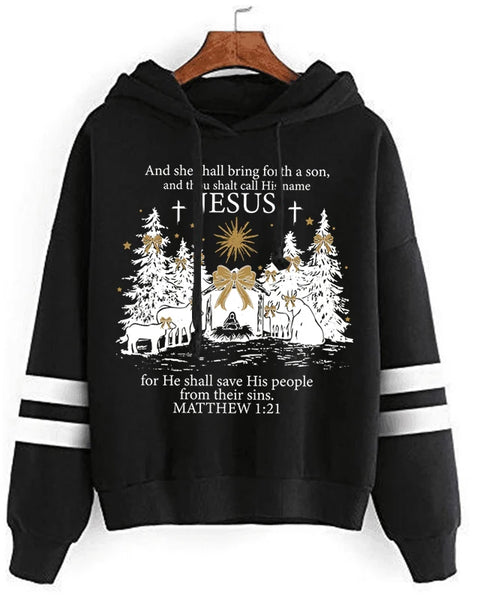 Vintage Long Sleeve  Women's Jesus Christmas Hoodies