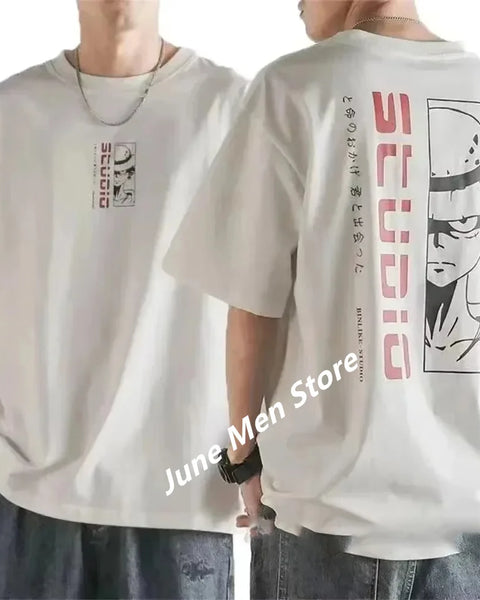 (Uniqlo）Japanes One Piece Cotton Luffy Tshirt Top Men Cotton T Shirt Summer Women Men Cotton Oversized Tshirt For Men Clothes