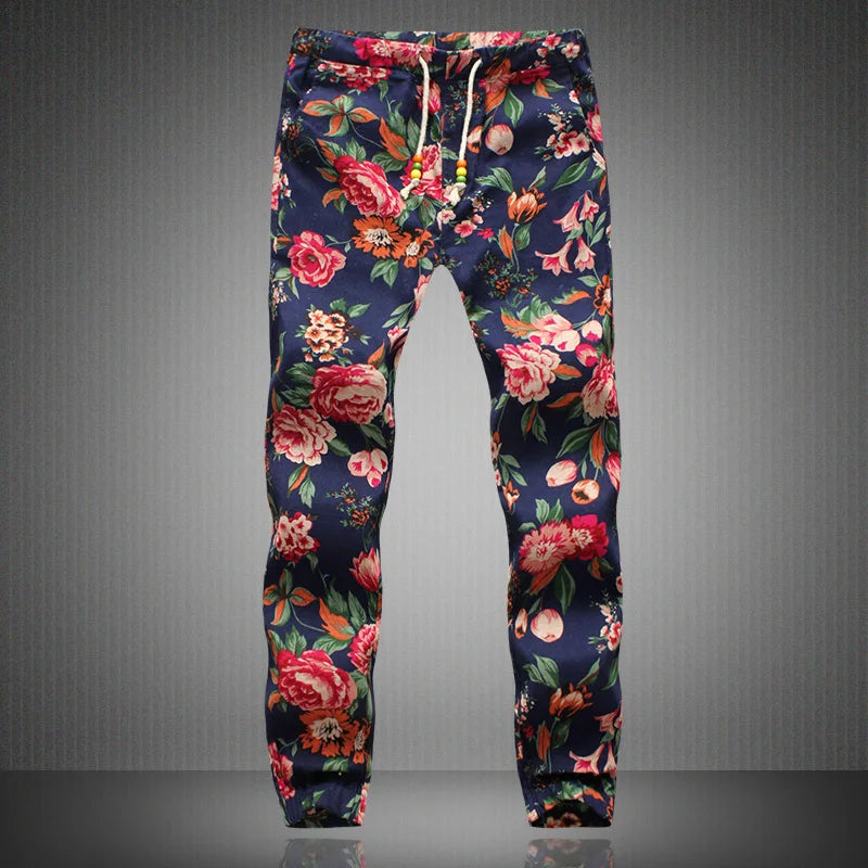 Floral Print Joggers Male Casual  Pants