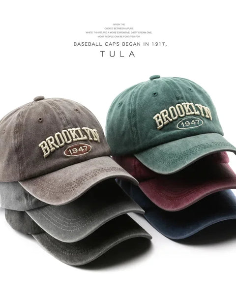 2024 High Quality Brooklyn Embroidery Snapback Hat for Men Vintage Black Green Washed Baseball Caps for Women Gorras Hombre