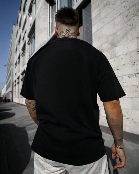 Summer men's 100% cotton comfortable casual loose oversized creative Los Angeles print sports round neck short sleeved T-shirt