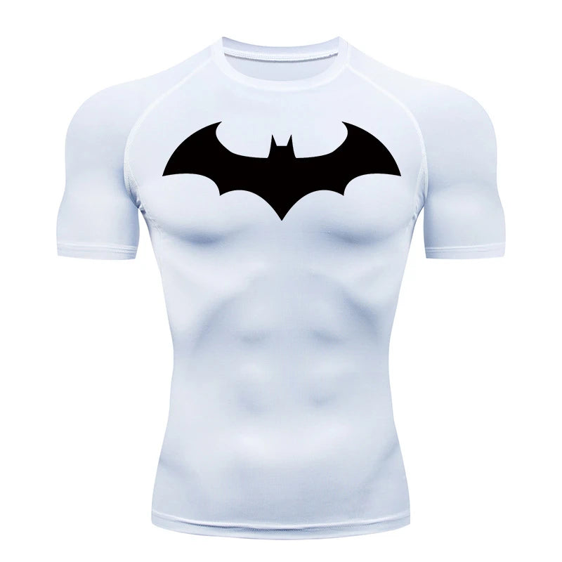 Bat Graphic Compression Shirts for Men Short Sleeve Rash Guard Gym Workout