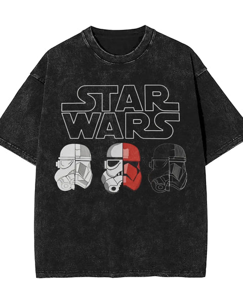 Hip Hop Y2k Washed T-Shirt Men Star Wars Graphic Movie T Shirt Summer Short Sleeve Cotton Tees Vintage Tops Unisex Streetwear