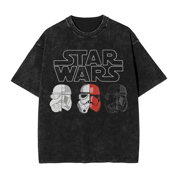 Hip Hop Y2k Washed T-Shirt Men Star Wars Graphic Movie T Shirt Summer Short Sleeve Cotton Tees Vintage Tops Unisex Streetwear