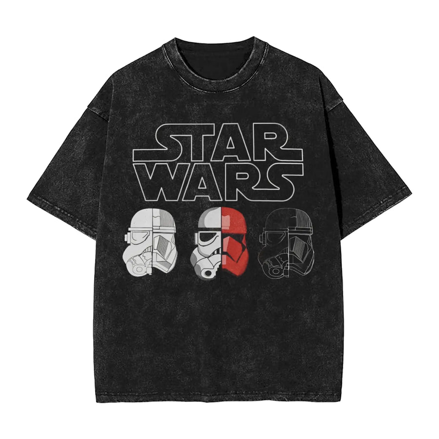 Hip Hop Y2k Washed T-Shirt Men Star Wars Graphic Movie T Shirt Summer Short Sleeve Cotton Tees Vintage Tops Unisex Streetwear