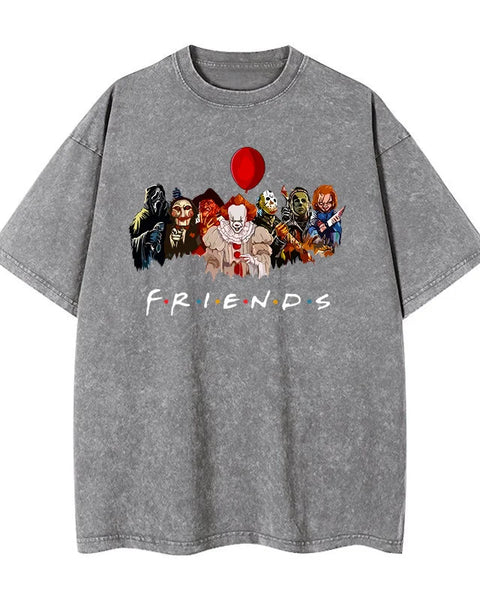 Cartoon clown friends simple loose comfortable breathable wash T-shirt