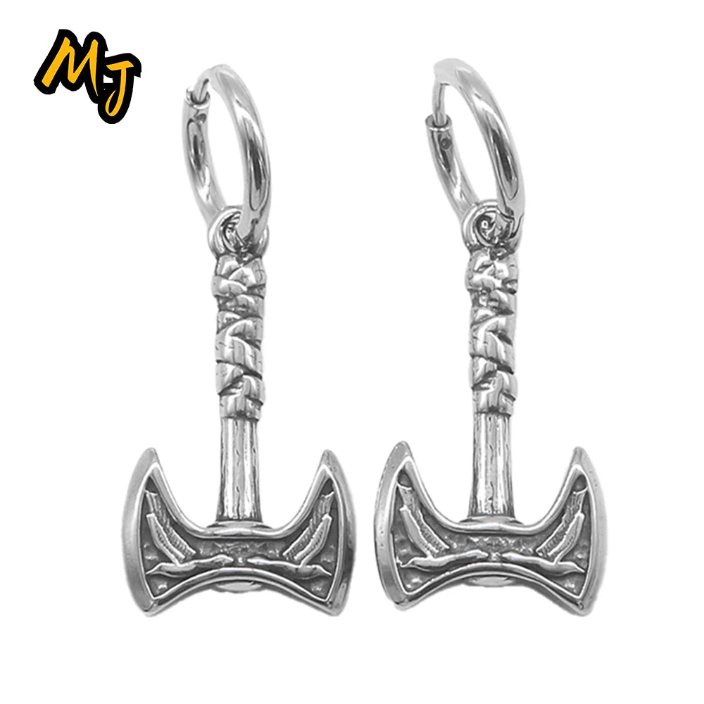 Retro Nordic Vikings Axe Earrings Man