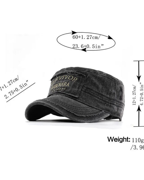 Casual Washed Cotton Flat Top Hat Adjustable Fisher Military Caps Men Women Cadet Army Cap Unique Design Vintage Four Seasons