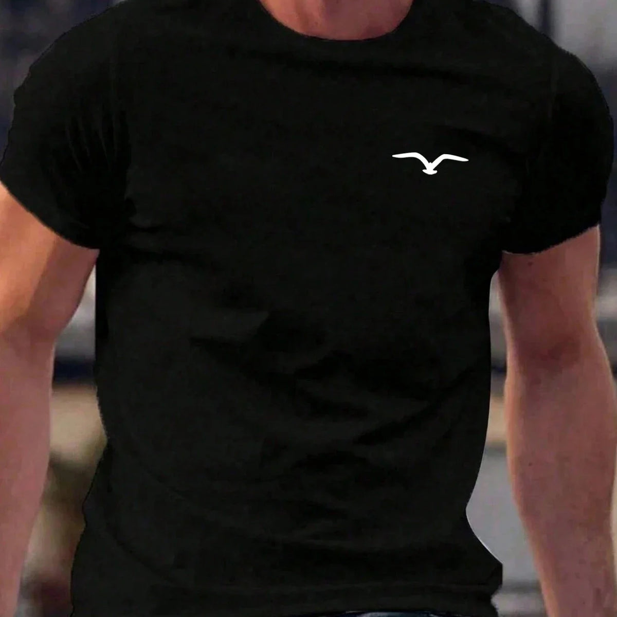 High quality men's summer Seagull print round neck short sleeve top Fashion casual cotton T-shirt street men's T-shirt clothing