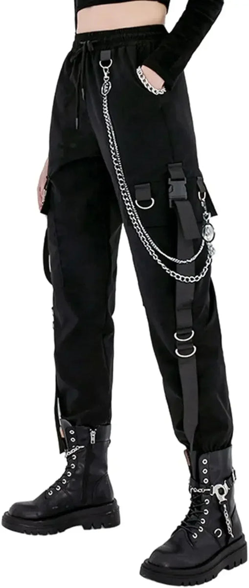 Women's Cargo Jogger Pants Baggy Cargo Pants with chain