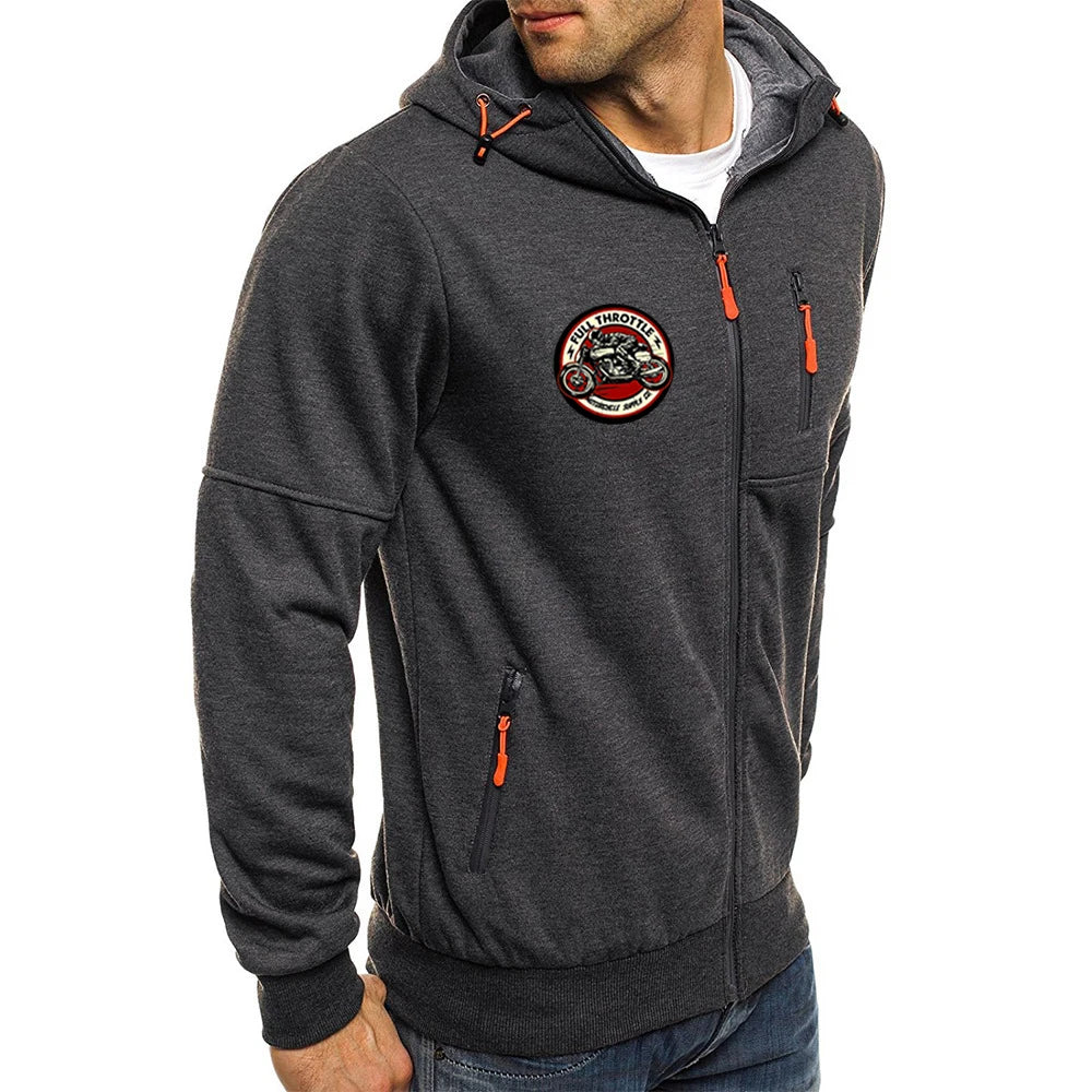 Winter Man Riding A Classic Café Racer Motorcycle Hoodies