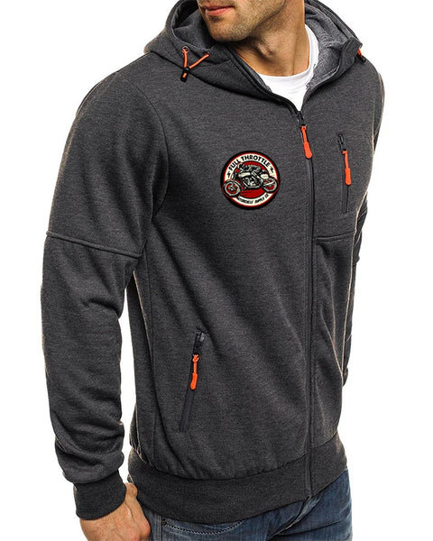 Winter Man Riding A Classic Café Racer Motorcycle Hoodies