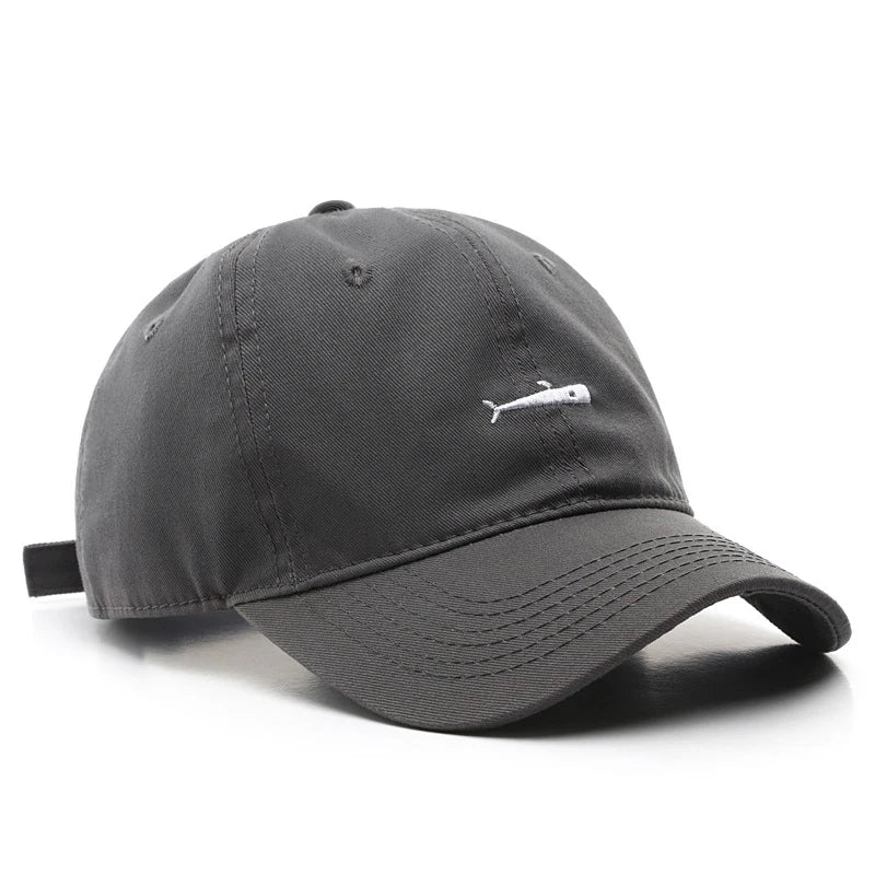 Simple Baseball Cap men Sebound Hat Whale Embroidery Casual Hat Cotton Soft Top Cap New Boy Girl Couples With The Same Hats