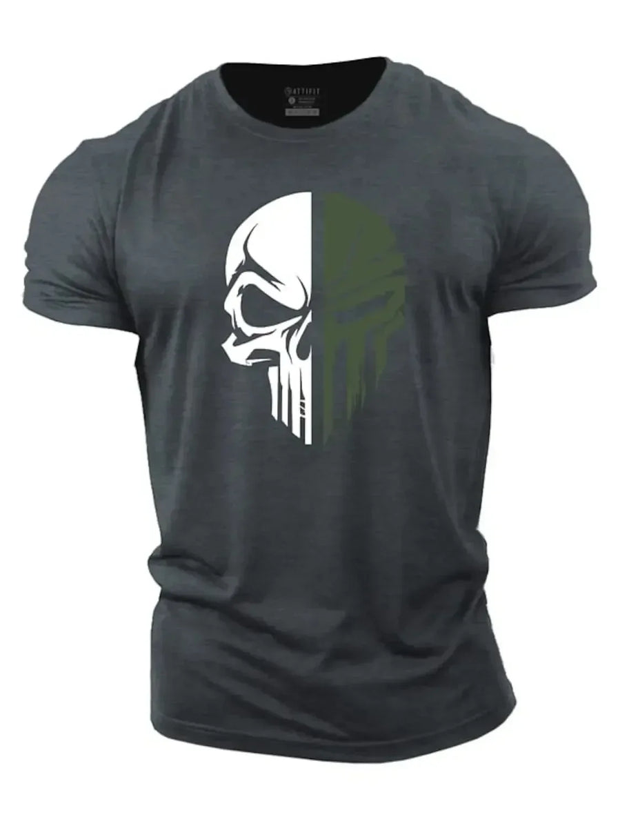 3D Men's T shirt for men Print Military Skull T Shirt Oversized Gym Short-Sleeved Sportswear Men Clothing Sport Top Tees