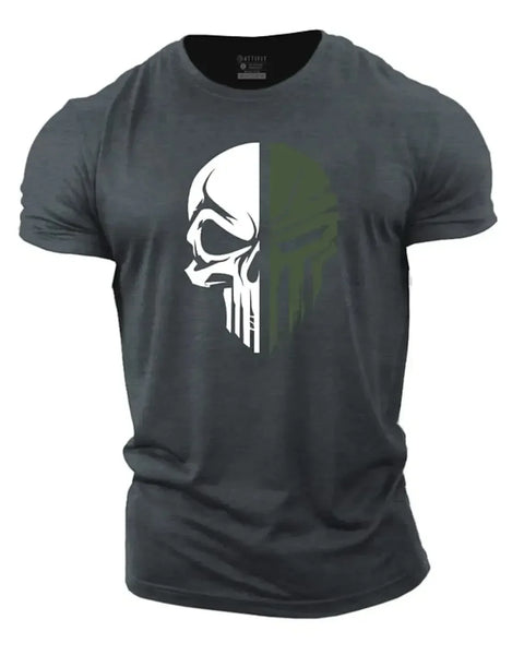 3D Men's T shirt for men Print Military Skull T Shirt Oversized Gym Short-Sleeved Sportswear Men Clothing Sport Top Tees