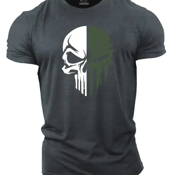 3D Men's T shirt for men Print Military Skull T Shirt Oversized Gym Short-Sleeved Sportswear Men Clothing Sport Top Tees