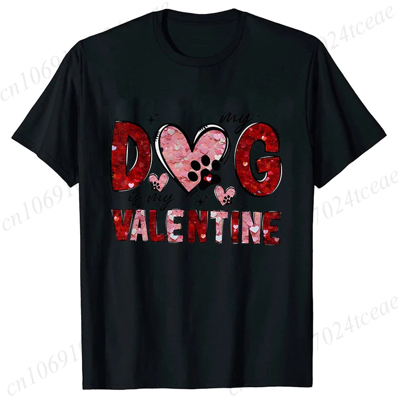 Valentine Print Casual O-Neck Fashion Streetwear  Women Graphic Tees