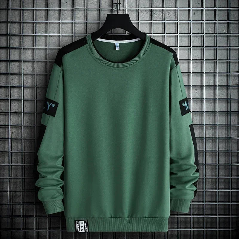 2024 Men Sweatshirt Hoodies Harajuku Hip Hop Streetwear Casual Men's Pullover Hoodie Spring Autumn Patchwork Sweatshirts Mend