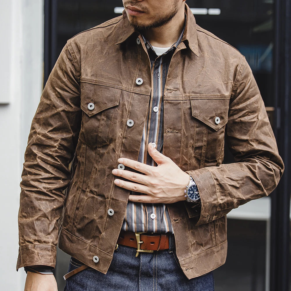 Retro Oil Waxed Jacket Canvas Cotton