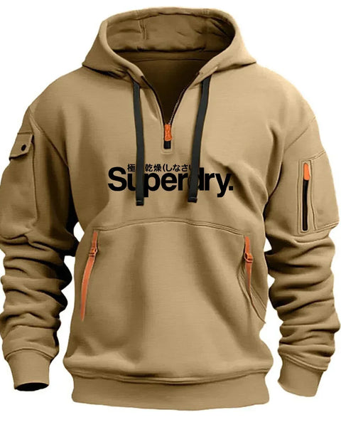 multi-pocket zipper loose casual European size pullover hoodie