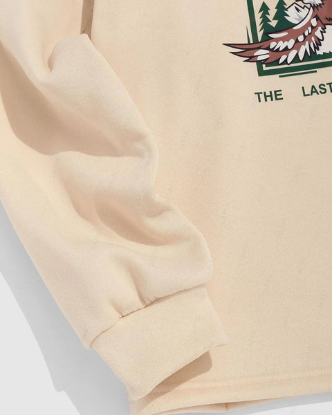 ZAFUL Streetwear Vintage ALASKA Graphic Eagle Printed Colorblock Fleece Quarter Zip Sweatshirt