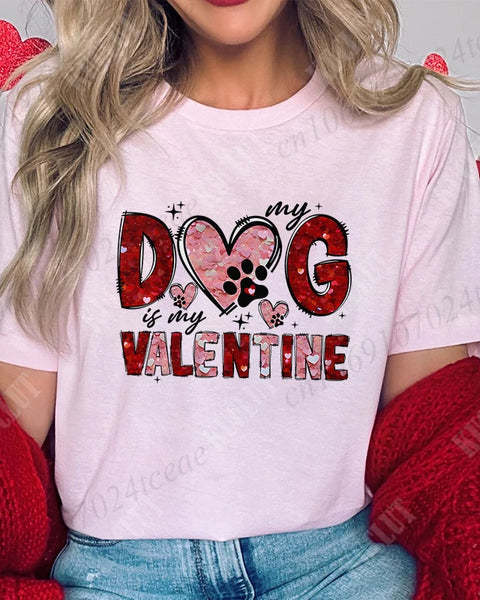 Valentine Print Casual O-Neck Fashion Streetwear  Women Graphic Tees