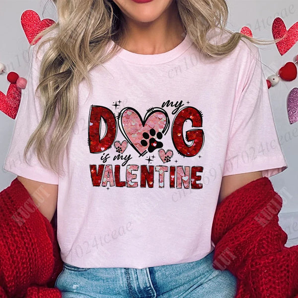 Valentine Print Casual O-Neck Fashion Streetwear  Women Graphic Tees