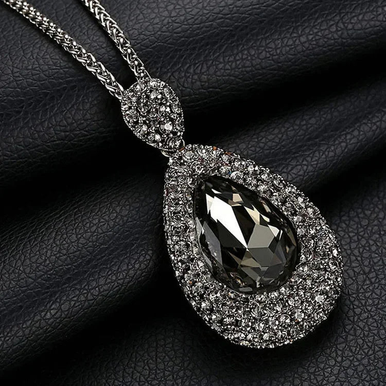 Women's Necklace Rhinestone Crystal Water Drop Pendant